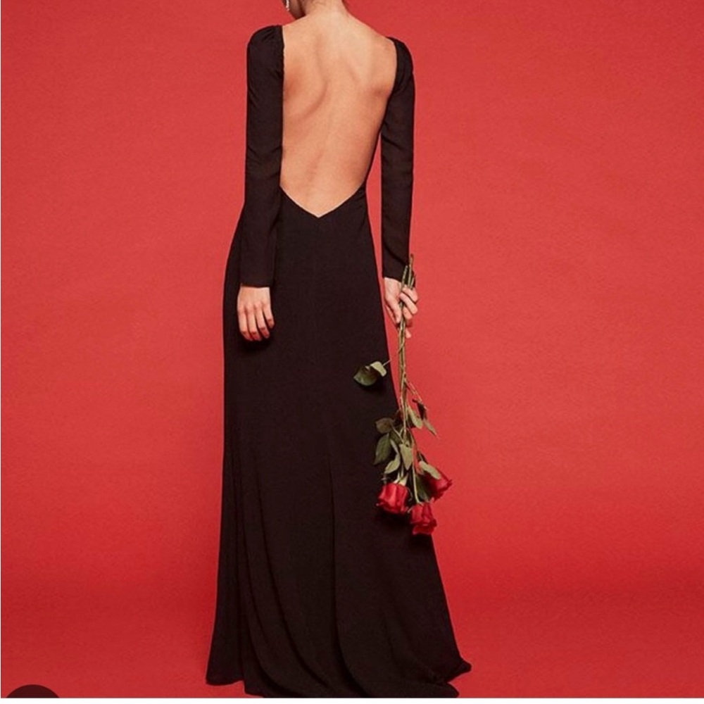 REFORMATION ROME Backless Formal Maxi Dress in Black